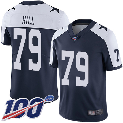 Men Dallas Cowboys Limited Navy Blue Trysten Hill Alternate #79 100th Season Vapor Untouchable Throwback NFL Jersey->dallas cowboys->NFL Jersey